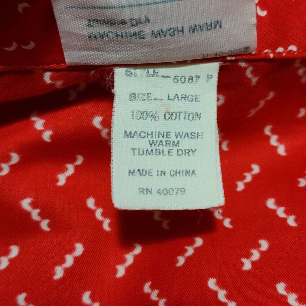 Vintage JCPenney Misses Long Robe Red White Cotton Satin Belted Women's L EUC - Picture 7 of 8